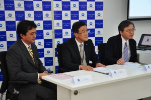 Mr. Tadahiko Sumitani, MD, Konica Minolta Business Solutions India Pvt. Ltd (at the middle) addressing the media