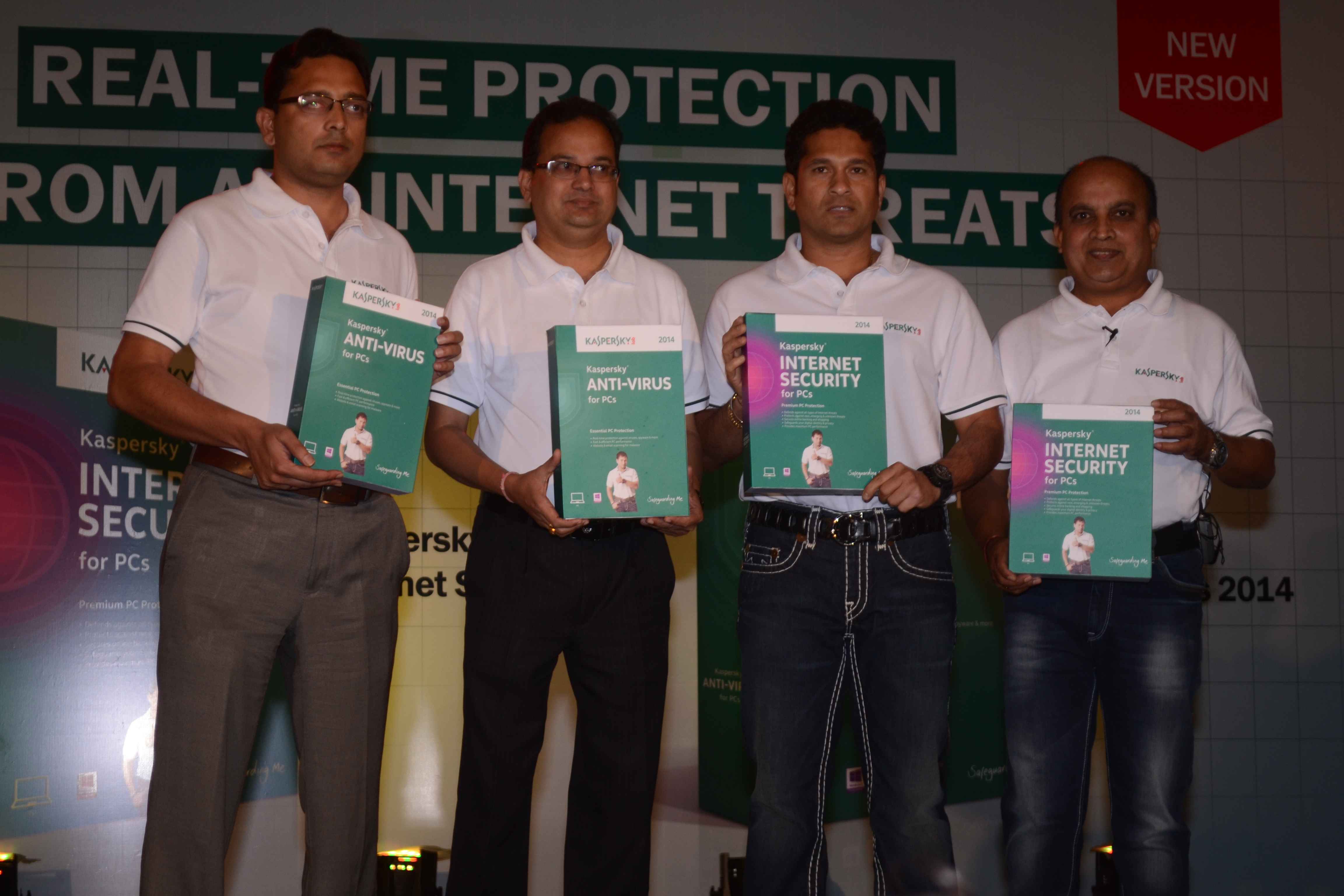 L to R -  Mr. Satish Mantri, VP Business Development - Sakri IT Solutions, Mr. Ravi Lakshman K, CEO - Sakri IT Solutions, Brand Ambassador Sachin Tendulkar and Mr. Jagannath Patnaik, Direct