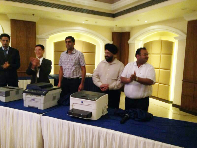 Mr. Tadahiko Sumitani,MD, Konica Minolta launching the A4 printer range in Jalandhar,Punjab