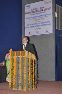 Dr. Pronab Sen, Chairman- National Statistical Commission addressing gathering at ICROIT-2014 event held at MRIU