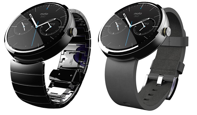 moto 360 optional leather metal bands
