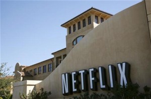 A sign is shown at the headquarters of Netflix in Los Gatos