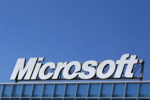 mcirosoft logo on building