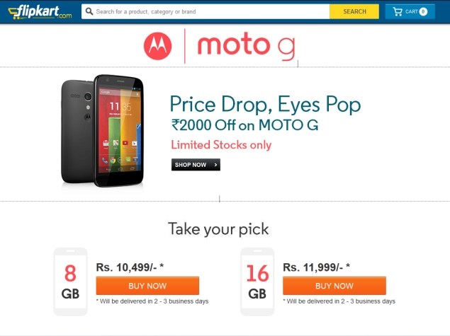 motorola moto g price drop flipkart screenshot