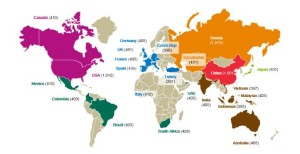 Geographical online survey from 23 countries