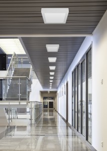 Spacious interior of a modern office building