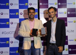 Saurav Kumar, CEO & Co-Founder, Cube26 & Adarsh Menon, Head of Consumer Electronics, Flipkart launching IOTA Lite