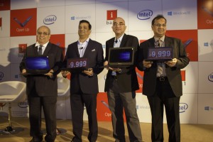 From Left Mr Jagdeep Kapoor,Mr Priyadarshi Mohapatra (Microsoft india), Mr Sandeep Arora ( Intel), Mr Sandeep Parasrampuria (iBall)  (1)