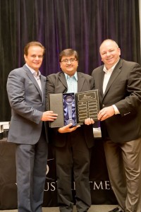 In centre- Dr. Joy Shah (Partner & Strategic Consultant Venus Concept India),In left  Domenic Serafino (Chairman, Chief Executive Officer & Co-Founder),In right  Kevin Skule (President  (1)