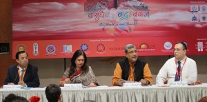 L to R Stephen D Costa Principal Frank ANthony, Ameeta Mulla Principal SPringdales, Rajiv Chandran UN Information Centre and Bilal Acikgoz IFLC 2016
