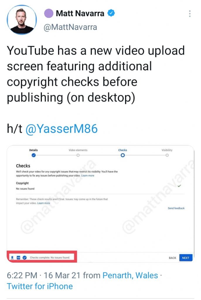 Checks Feature on YouTube