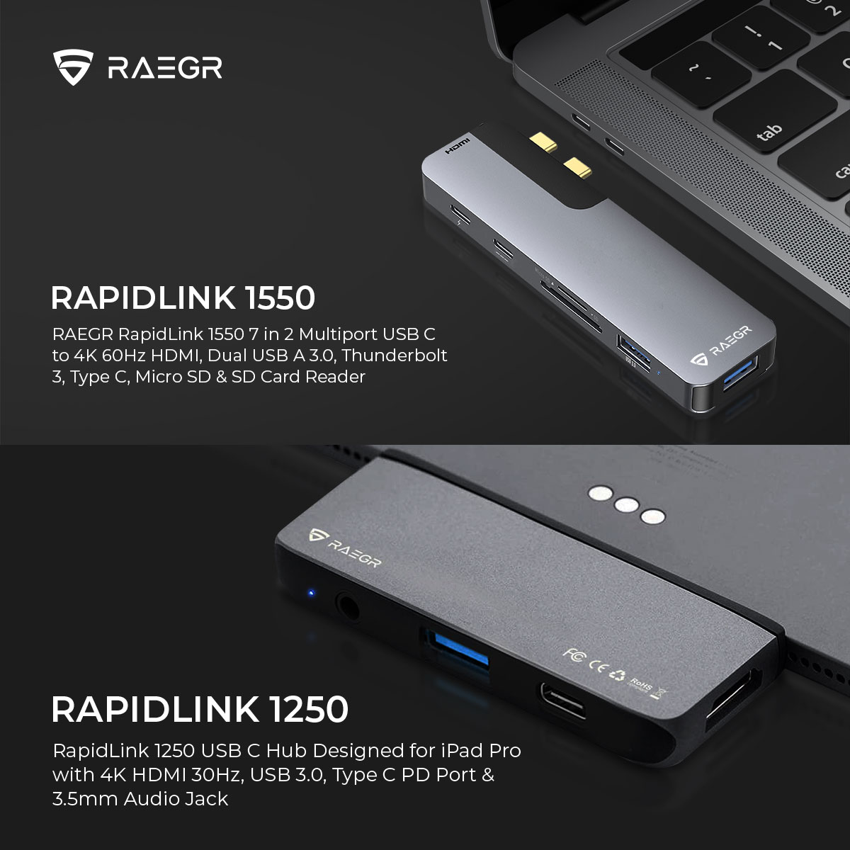RAEGR launches USB-C hubs ‘RapidLink 1250’ and ‘RapidLink 1550’ for iPads, MacBooks, and Smartphones