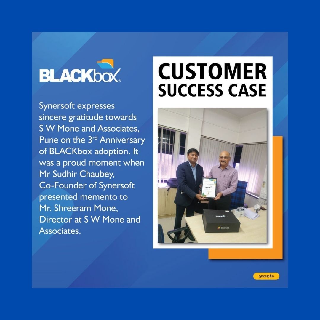 Synersoft expresses sincere gratitude towards S W Mone and Associates for BLACKbox adoption