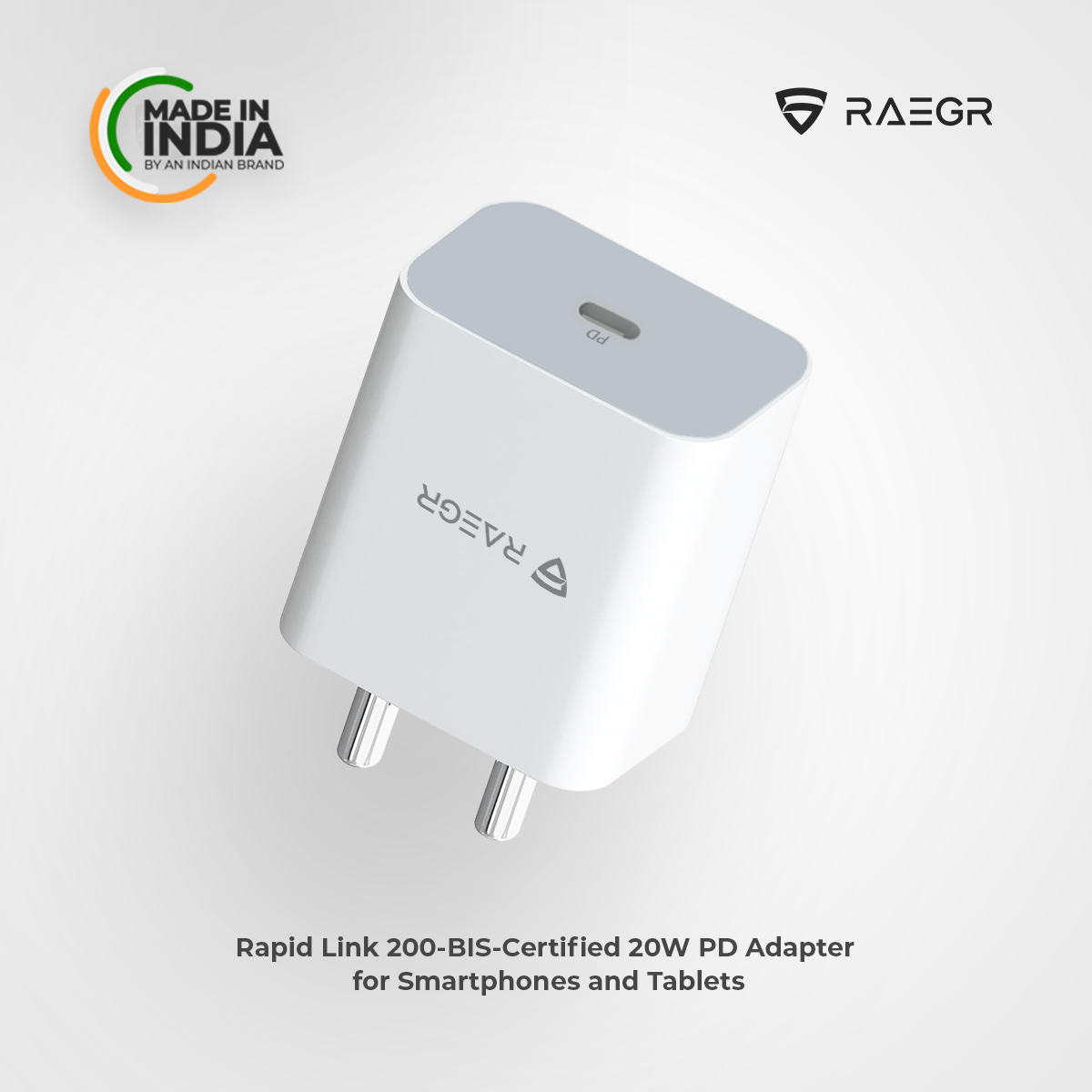RAEGR launches RapidLink 200 – a Made in India BIS-Certified 20W PD Adapter for Smartphones and Tablets
